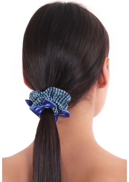 Kadın Pötikareli Kurdele Detaylı Scrunchie Toka