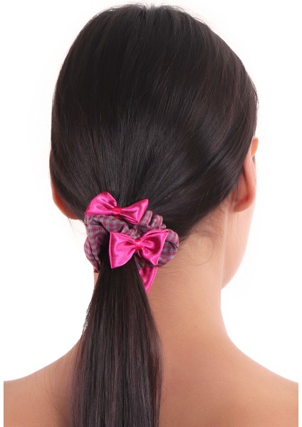 Kadın Pötikareli Kurdele Detaylı Scrunchie Toka