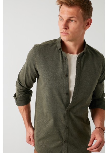 Pamuklu Düğmeli Yaka Uzun Kollu Oduncu Gömlek Erkek GÖMLEK CF21W112238 modelleri