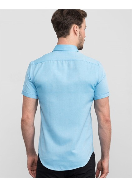 Slim Fit Düz Kısa Kol Erkek Gömlek modelleri