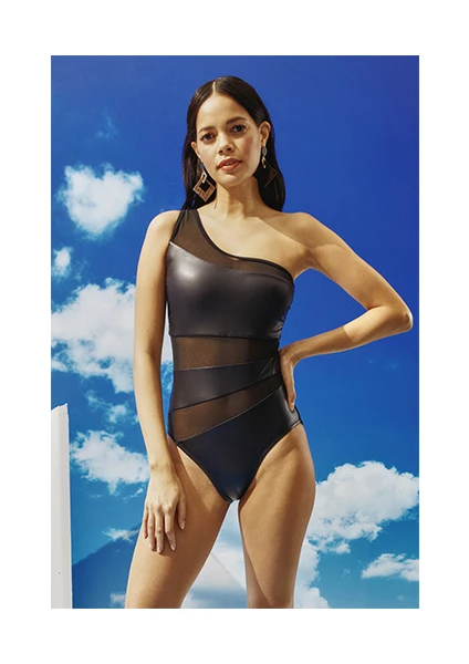 Bonesta Swimwear Tüllü Tek Omuz Mayo