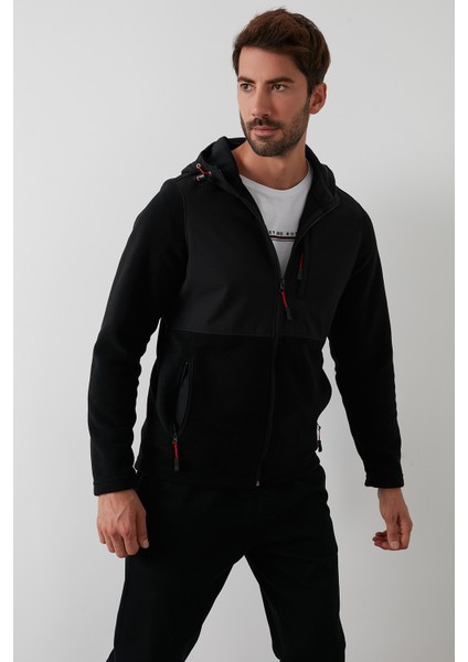Kapüşonlu Dik Yaka Şardonlu Slim Fit Sweat Erkek SWEAT 5655268