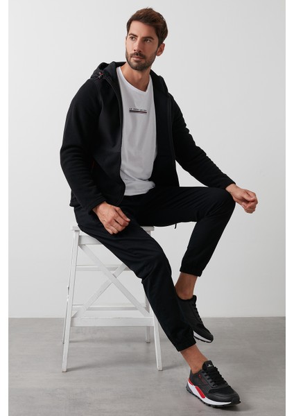 Kapüşonlu Dik Yaka Şardonlu Slim Fit Sweat Erkek SWEAT 5655268