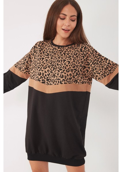 Leopar Desen Sweat Elbise fiyatları