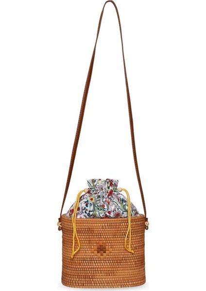 22 Cm Büzgülü Silindir Rattan Çanta modelleri