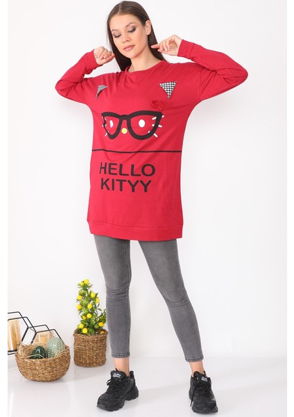 Karakter Baskılı Kadın Tunik Sweatshirt
