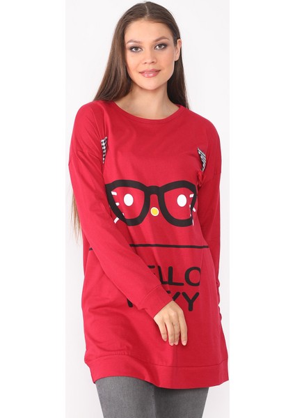 Karakter Baskılı Kadın Tunik Sweatshirt