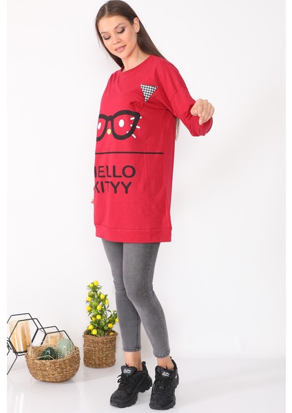 Karakter Baskılı Kadın Tunik Sweatshirt