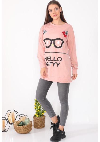 Karakter Baskılı Kadın Tunik Sweatshirt