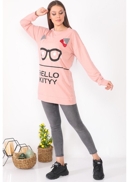 Karakter Baskılı Kadın Tunik Sweatshirt