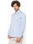 Erkek Mavi Slim Fit Düz Uzun Kol Gömlek 2