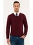 Erkek Bordo Slim Fit V Yaka Basic Triko Kazak 50230806-VR014 1