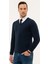 Erkek Lacivert Slim Fit V Yaka Basic Triko Kazak 50230806-VR033 3
