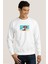 Vacation Puppys 2 Baskılı Beyaz Erkek Sweatshirt 1