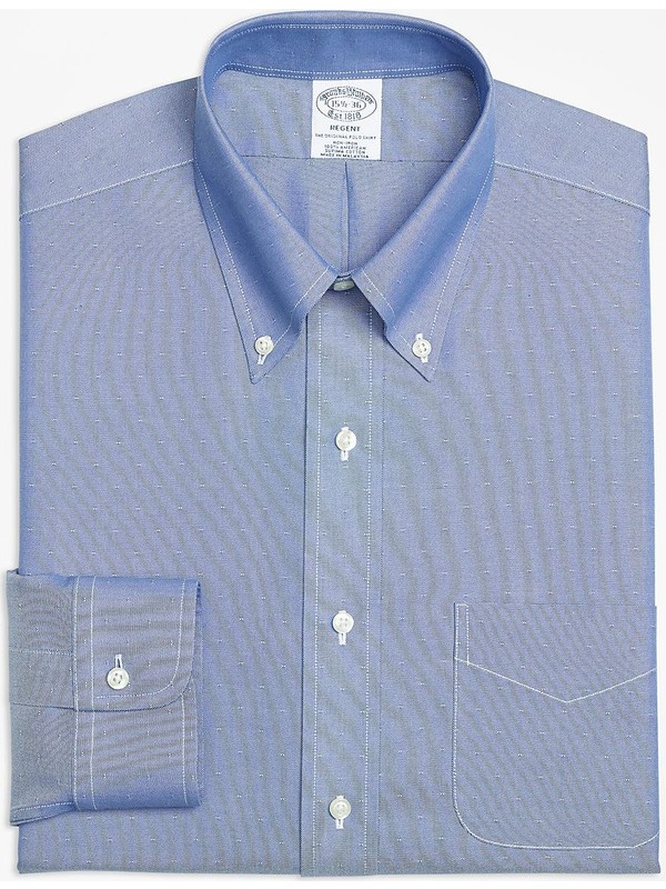 Brooks Brothers Erkek Mavi Non-Iron Regent Kesim Klasik Gömlek