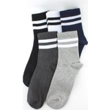 Trick Or Treat 5'li Paket Beyaz Çizgili Farklı Renklerde Kısa Soket Erkek Çorap