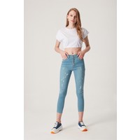 Z Giyim Kadın Açık Mavi Yüksek Bel Slimfit Tırnaklı Kot Pantolon