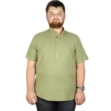 ModeXL Büyük Beden Erkek Kısa Kol Hakim Yaka Gömlek