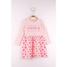 Toontoy Kız Çocuk Love Baskılı Elbise