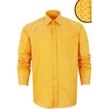 Varetta Erkek Sarı Dijital Baskılı Desen Erkek Gömlek