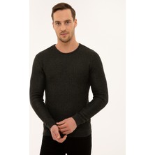 Pierre Cardin Erkek Antrasit Melanj Slim Fit Bisiklet Yaka Triko Kazak 50229607-VR081