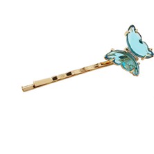 Chavin Kelebek Mavi Taşlı Gold Kadın Toka EH22MV