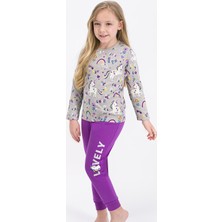 RolyPoly Kız Çocuk Uzun Kol Pijama Takımı Bejmelanj RP1926-G