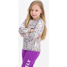 RolyPoly Kız Çocuk Uzun Kol Pijama Takımı Bejmelanj RP1926-G