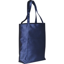 Bakras Slogan Nakışlı Kadife Tote Çantaİkili Set