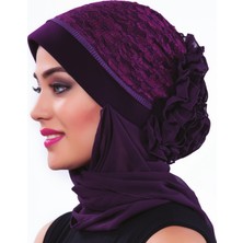 ELYSIANfidan Kordoneli Atkılı Arkası Fırfırlı Önü Plise Biyeli Hazır Türban Tesettür Bone