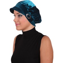 ELYSIANfidan Kadife Şapka Toka Detaylı Hazır Türban Tesettür Bone