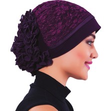 ELYSIANfidan Kordoneli Arkası Fırfırlı Önü Plise Biyeli Hazır Türban Tesettür Bone