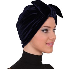 Fidan Bone Kadife Fiyonklu Astarlı Hazır Türban Tesettür Bone