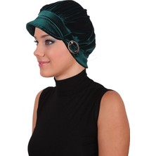 ELYSIANfidan Kadife Şapka Toka Detaylı Hazır Türban Tesettür Bone