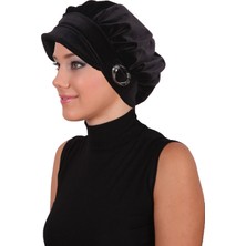 ELYSIANfidan Kadife Şapka Toka Detaylı Hazır Türban Tesettür Bone