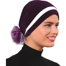 ELYSIANfidan Katlı Arkası Organze Güllü Hazır Türban Tesettür Bone