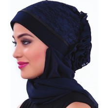 ELYSIANfidan Kordoneli Atkılı Arkası Fırfırlı Önü Plise Biyeli Hazır Türban Tesettür Bone