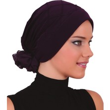 ELYSIANfidan Lüks Nervürlü Arkası Şifon Aksesuarı Hazır Türban Tesettür Bone