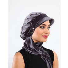 ELYSIANfidan Kadife Şapka Atkılı Toka Detaylı Hazır Türban Tesettür Bone