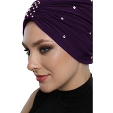 ELYSIANfidan Swarovskili Astarlı El İşi Swarovski İşlemeli Hazır Türban Tesettür Bone