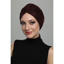 ELYSIANfidan Çapraz Plise Bantlı Astarlı Hazır Türban Tesettür Havuz Bonesi