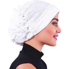 ELYSIANfidan Kordoneli Arkası Fırfırlı Önü Plise Biyeli Hazır Türban Tesettür Bone