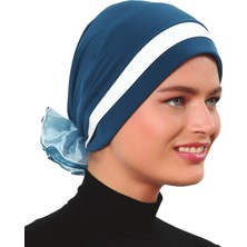 ELYSIANfidan Katlı Arkası Organze Güllü Hazır Türban Tesettür Bone