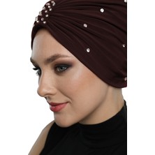 ELYSIANfidan Swarovskili Astarlı El İşi Swarovski İşlemeli Hazır Türban Tesettür Bone