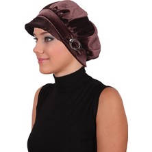 ELYSIANfidan Kadife Şapka Toka Detaylı Hazır Türban Tesettür Bone