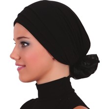 ELYSIANfidan Katlı Arkası Organze Güllü Hazır Türban Tesettür Bone