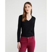 United Colors Of Benetton Basic V Yaka Uzun Kollu Tshirt