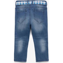 United Colors Of Benetton Kız Çocuk Pötikare Kemerli 3/4 Jean Pantolon