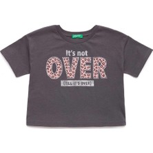 United Colors Of Benetton Kız Çocuk Slogan Baskılı Boxy Tshirt