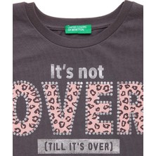 United Colors Of Benetton Kız Çocuk Slogan Baskılı Boxy Tshirt